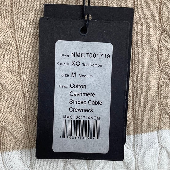 NEW! NAADAM Size Medium Cashmere Striped Cable Crewneck Sweater $375 msrp J6-8 - Picture 10 of 11